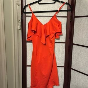 Orange flirty bodycon mini dress